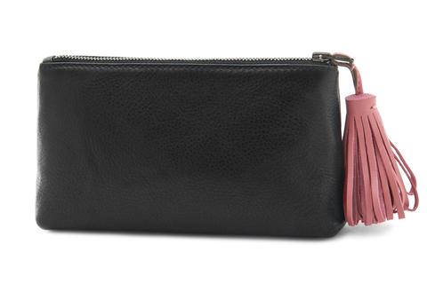 Soft Black Short Toiletry Bag w/ Pink Tassel