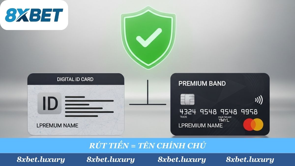 Tên trên tài khoản ngân hàng của bạn phải trùng khớp 100% với họ tên đã đăng ký tại 8Xbet để lệnh rút tiền được duyệt