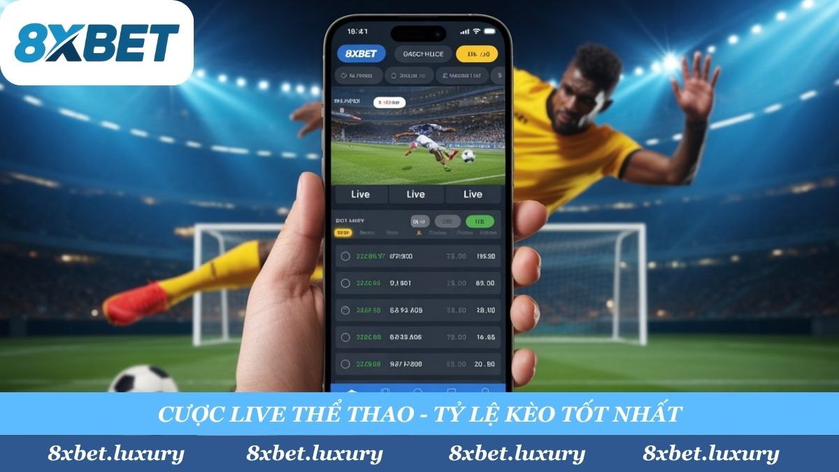 Không bỏ lỡ bất kỳ "kèo thơm" nào với Cược Trực Tiếp (Live Betting) tại 8xbet. Bắt trọn cảm xúc, "lên kèo" ngay khi trận đấu đang diễn ra và làm chủ cuộc chơi với tỷ lệ cược tốt nhất thị trường.